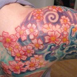 Tattoos - Cherry Blossom water lotus tattoo - 79168